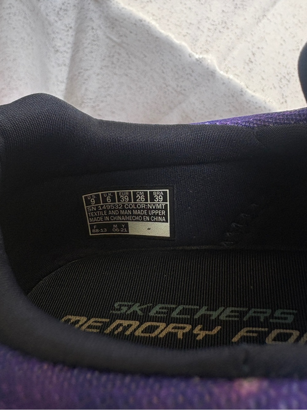 Skechers Women’s  Black and Purple Memory Foam Sneaker